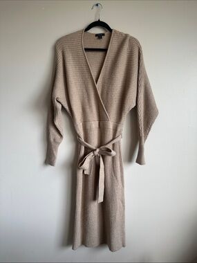 RW&CO. Light Beige Ribbed Knit Sweater dress